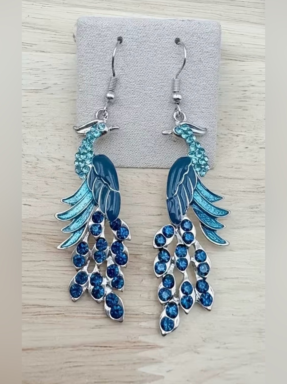 Blue & Teal Peacock Dangle Earrings